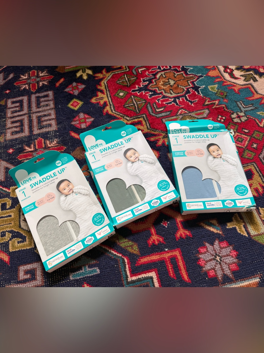 Set of three NWT Love to dream Swaddle Up Packs - Grey, Olive, Blue